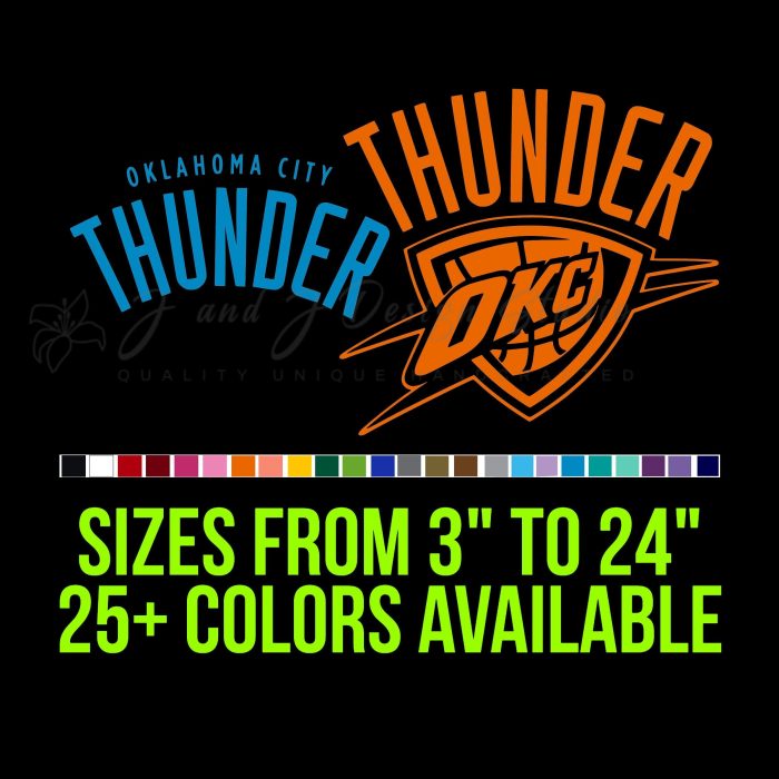 Oklahoma City Thunder Vinyl Decal - Custom Size