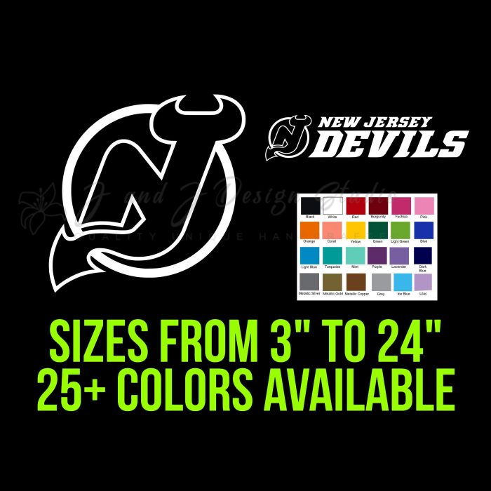 New Jersey Devils Vinyl Decal - Custom Size
