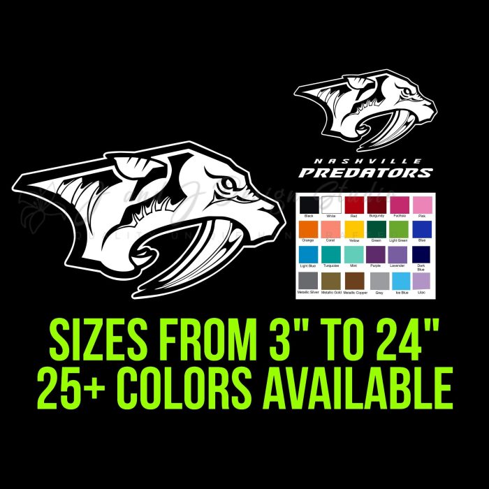 Nashville Predators Vinyl Decal - Custom Size