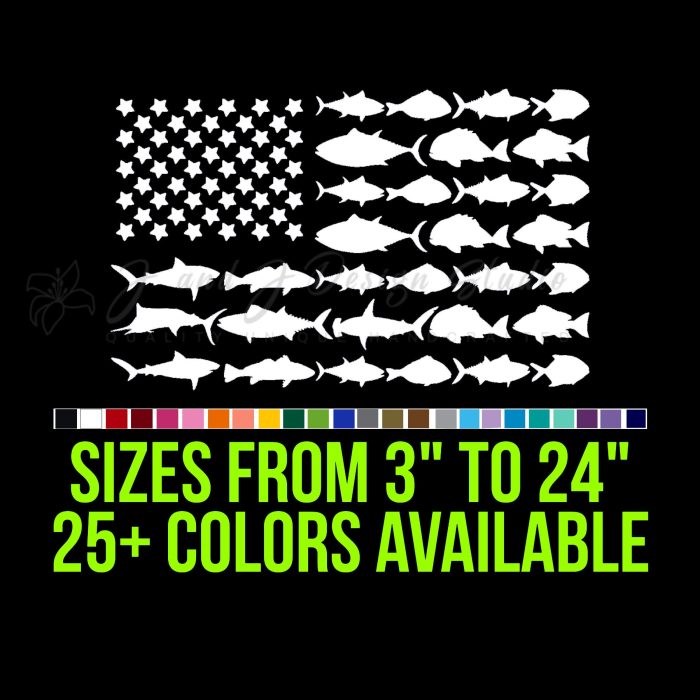 American Flag Fish Vinyl Decal