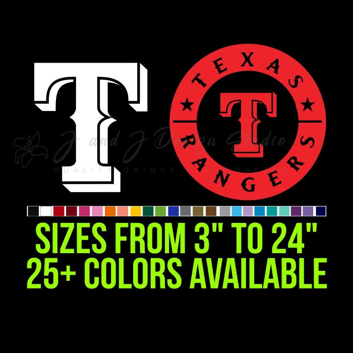 Texas Rangers Vinyl Decal - Custom Size