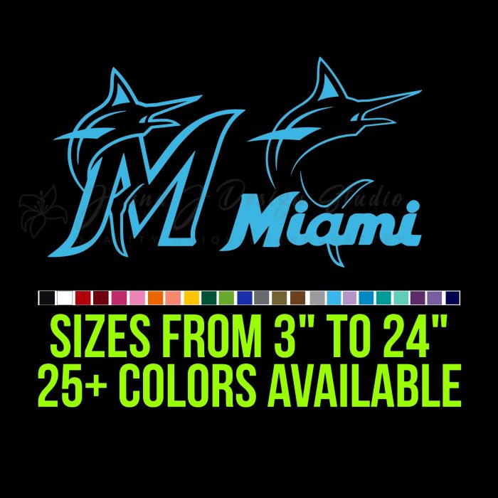 Miami Marlins Vinyl Decal - Custom Size