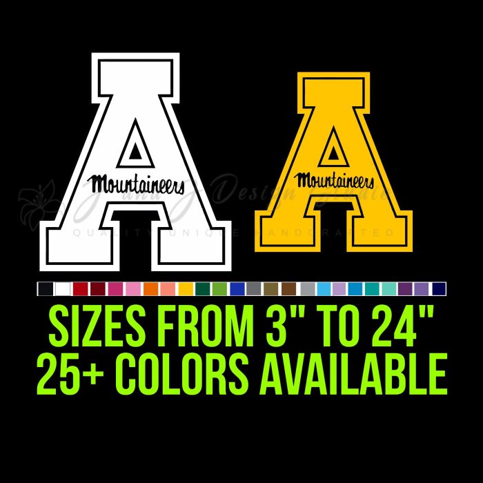 Appalachian State Mountaineers Vinyl Decal - Custom Size