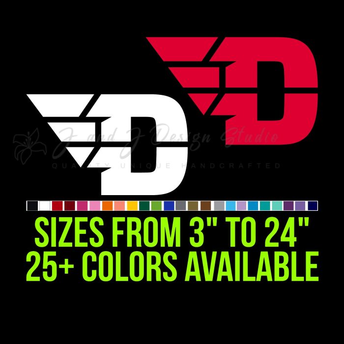 Dayton Flyers Vinyl Decal - Custom Size