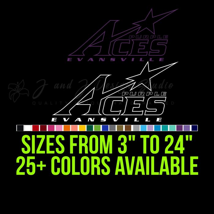 Evensville Purple Aces Vinyl Decal - Custom Size