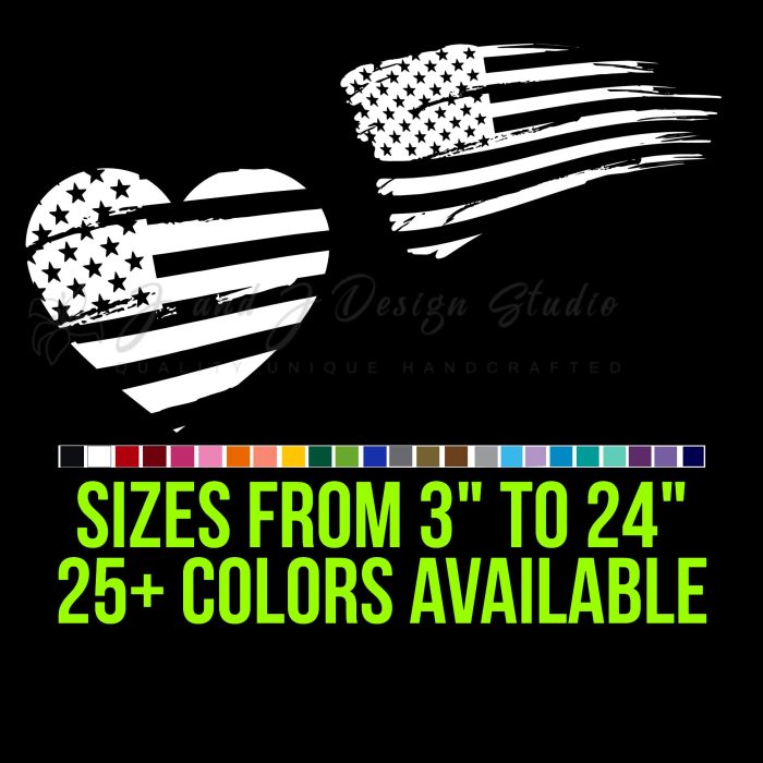 Distressed American Flag  Vinyl Decal