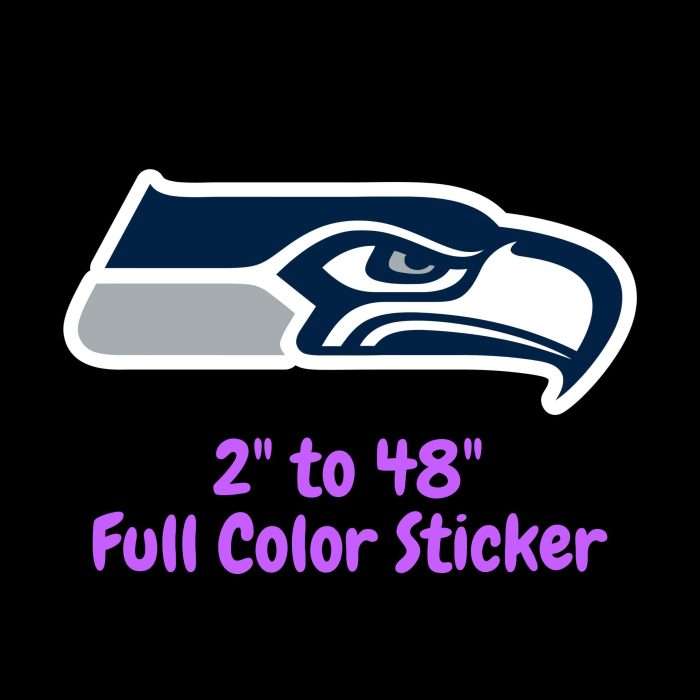 Seattle Seahawks Full Color Vinyl Sticker - Custom Size