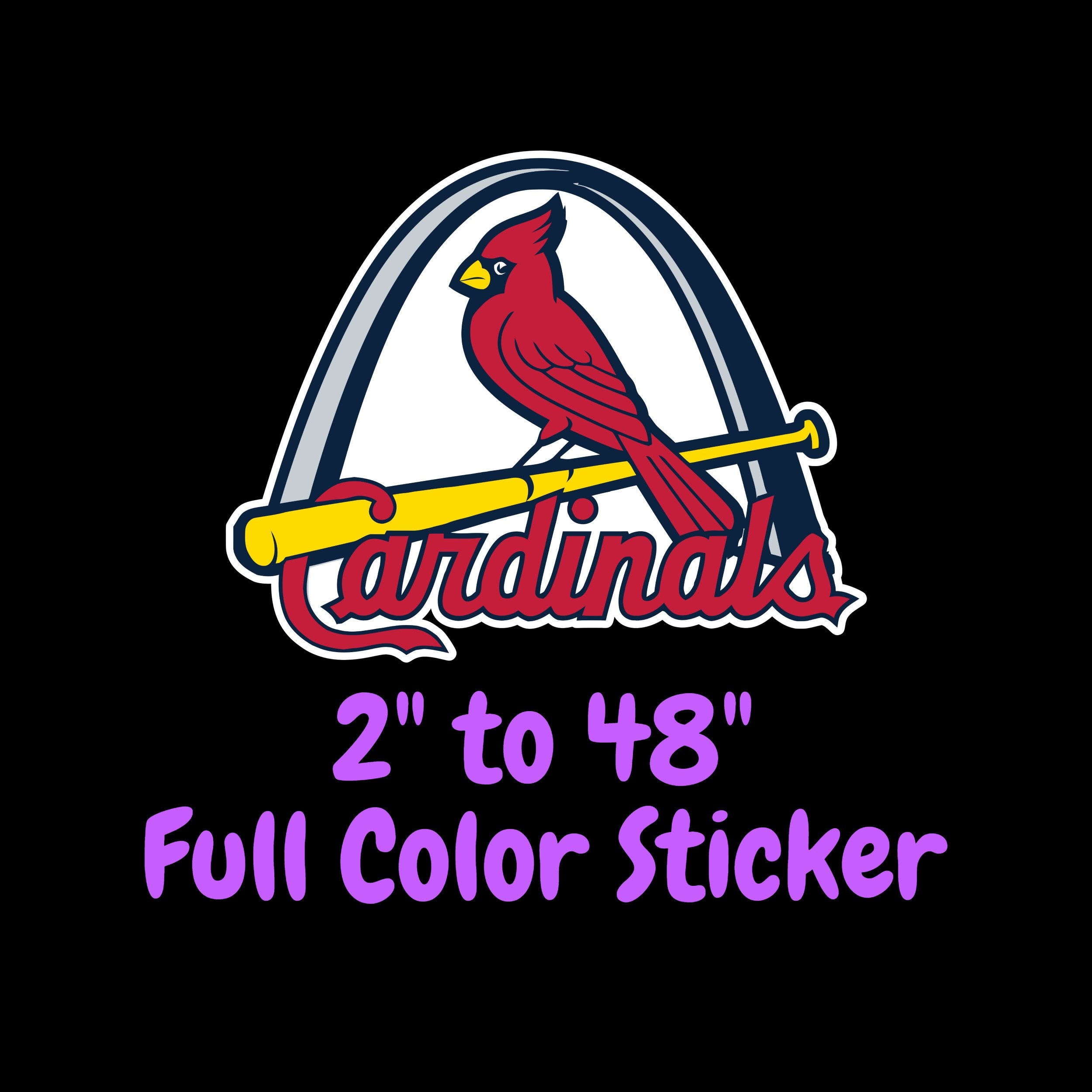 St. Louis Cardinals - Bird With Cardinals Arch -Full Color Vinyl Sticker - Custom Size