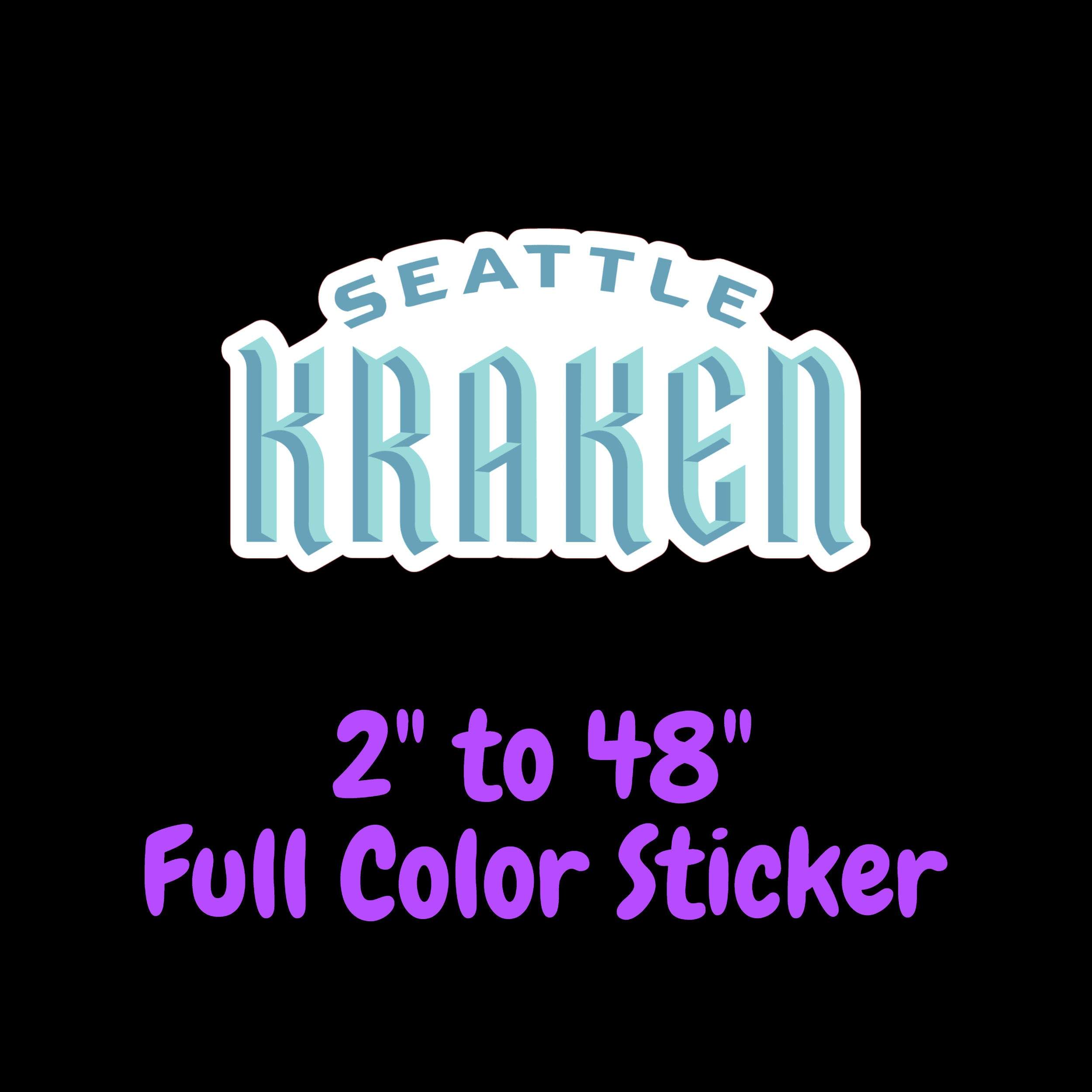 Seattle Kraken Full Color Vinyl Sticker - Custom Size