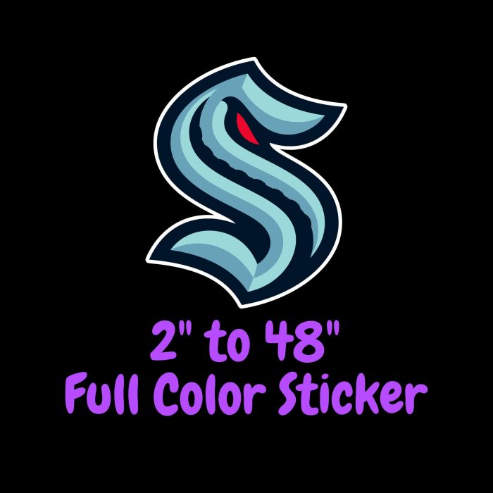 Seattle Kraken Full Color Vinyl Sticker - Custom Size
