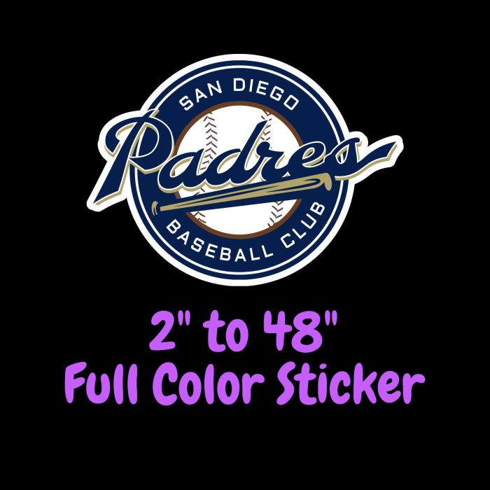 San Diego Padres - Blue Circle Baseball Club - Full Color Vinyl Sticker - Custom Size