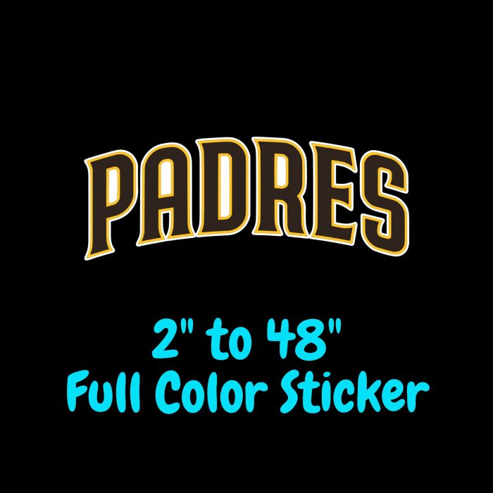 San Diego Padres - Dark Brown Padres - Full Color Vinyl Sticker - Custom Size