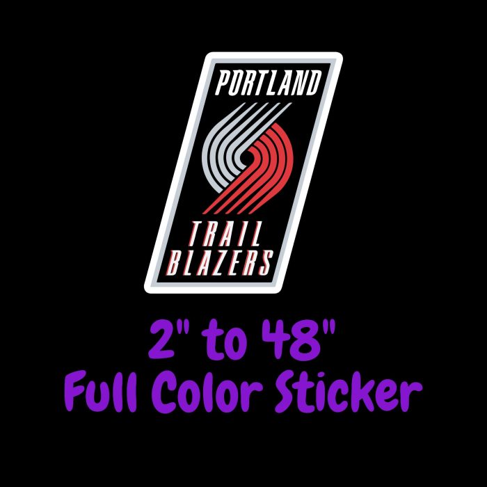 Portland Trail Blazers Full Color Vinyl Sticker - Custom Size