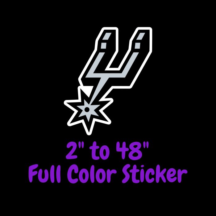 San Antonio Spurs Full Color Vinyl Sticker - Custom Size