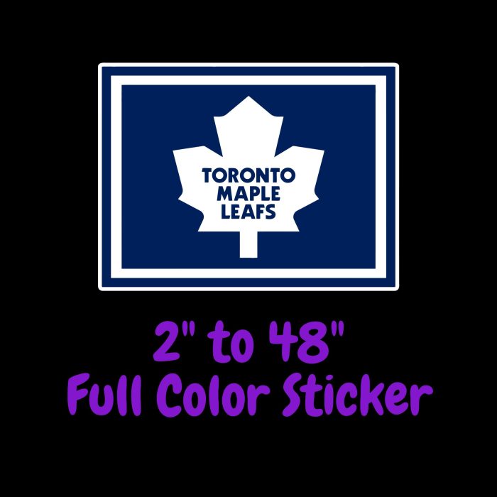 Toronto Maple Leafs - Dark Blue Square - Full Color Vinyl Sticker - Custom Size
