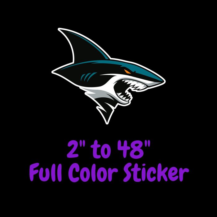 San Jose Sharks - Shark Head - Full Color Vinyl Sticker - Custom Size