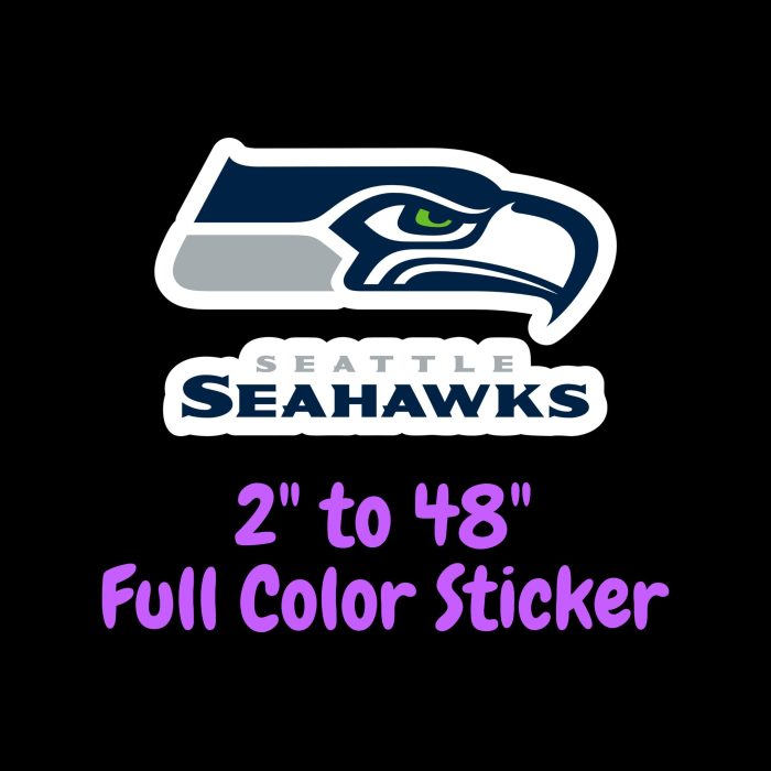 Seattle Seahawks Full Color Vinyl Sticker - Custom Size