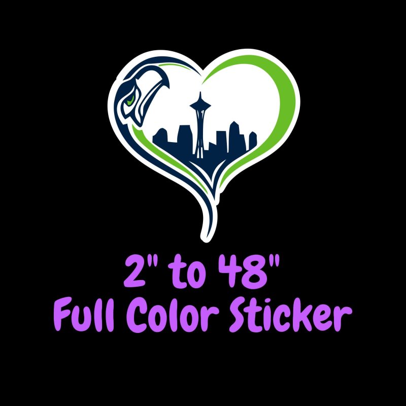 Seattle Seahawks Full Color Vinyl Sticker - Custom Size