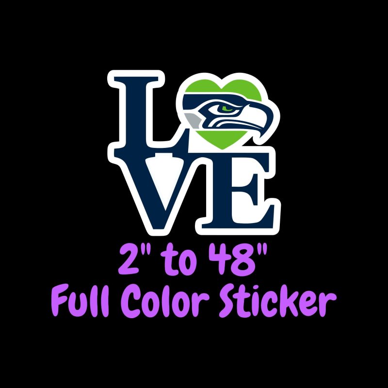 Seattle Seahawks Full Color Vinyl Sticker - Custom Size