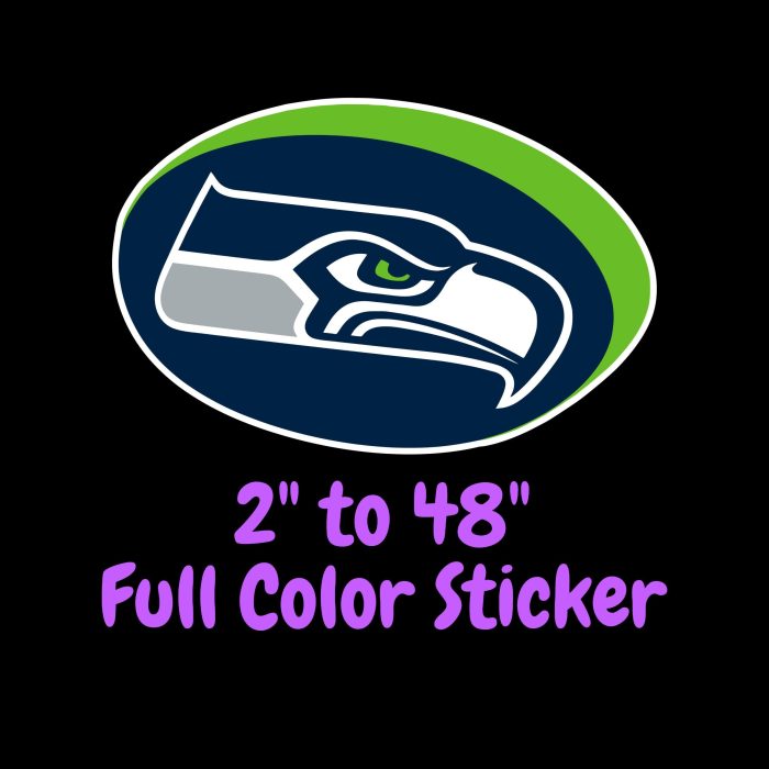 Seattle Seahawks Full Color Vinyl Sticker - Custom Size
