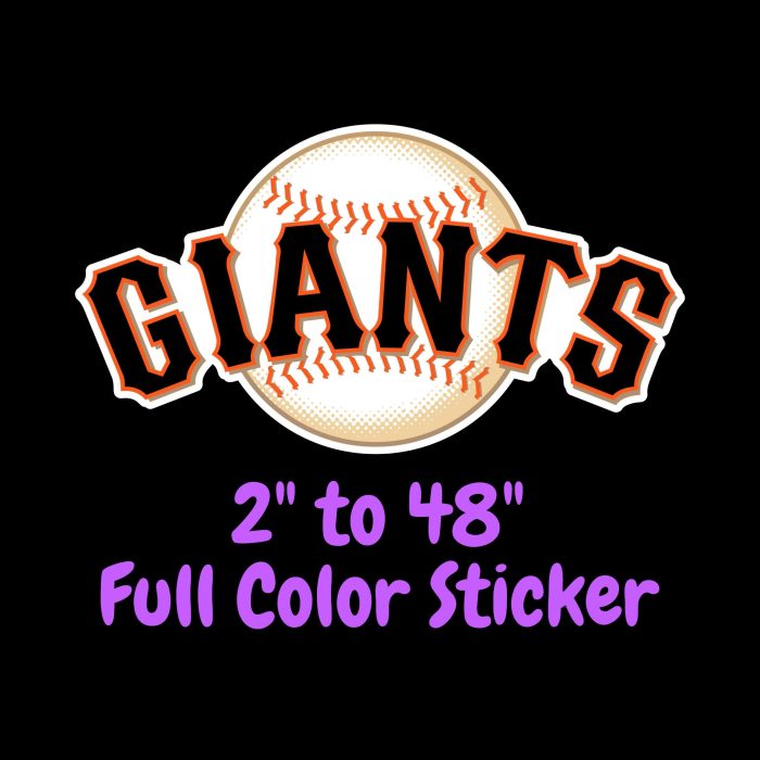 San Francisco Giants - Giants With Baseball - Full Color Vinyl Sticker - Custom Size