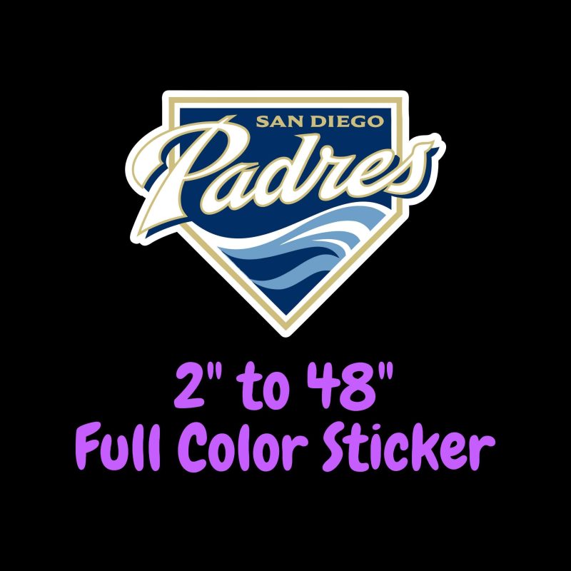 San Diego Padres - Plate With Name - Full Color Vinyl Sticker - Custom Size