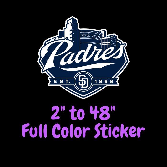 San Diego Padres - City EST. 1969 - Full Color Vinyl Sticker - Custom Size