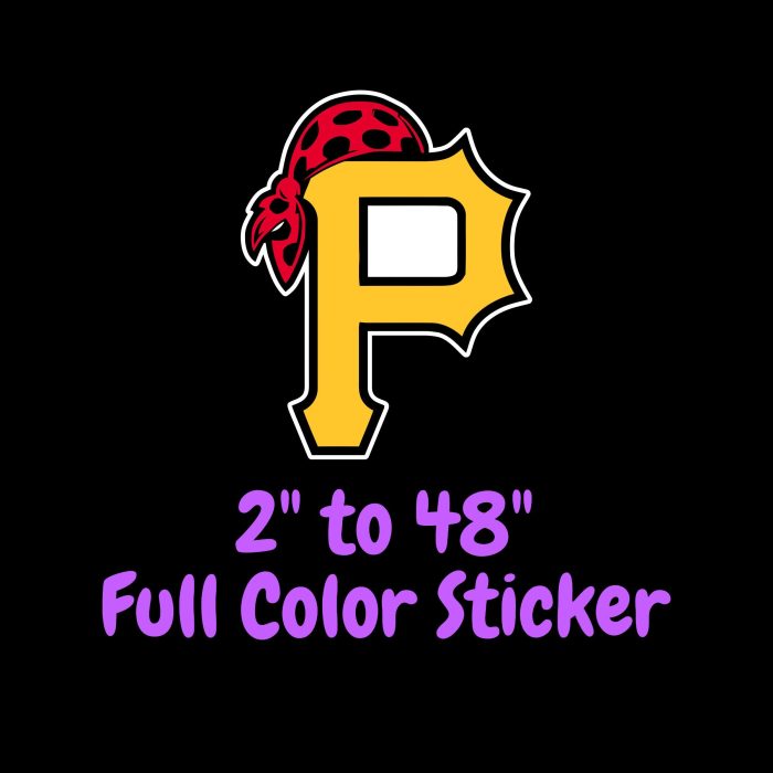 Pittsburgh Pirates - P With Pirates Hat - Full Color Vinyl Sticker - Custom Size