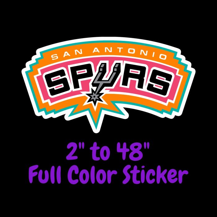 San Antonio Spurs Full Color Vinyl Sticker - Custom Size