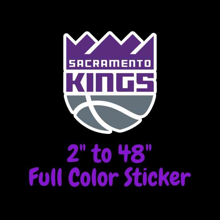 Sacramento Kings Full Color Vinyl Sticker - Custom Size