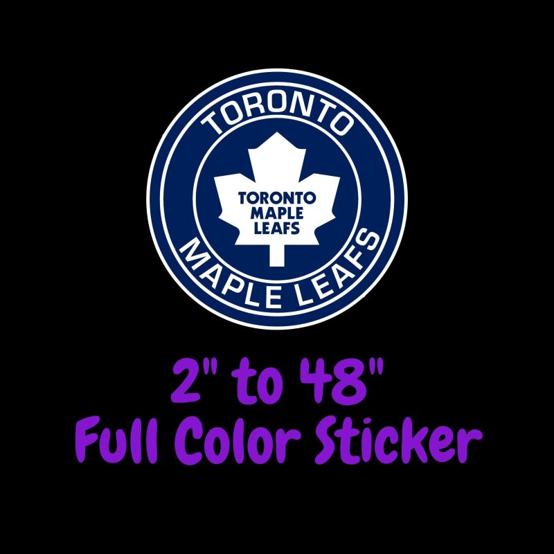 Toronto Maple Leafs - Dark Blue Circle With Name - Full Color Vinyl Sticker - Custom Size