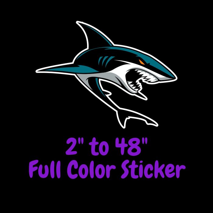 San Jose Sharks - Shark - Full Color Vinyl Sticker - Custom Size
