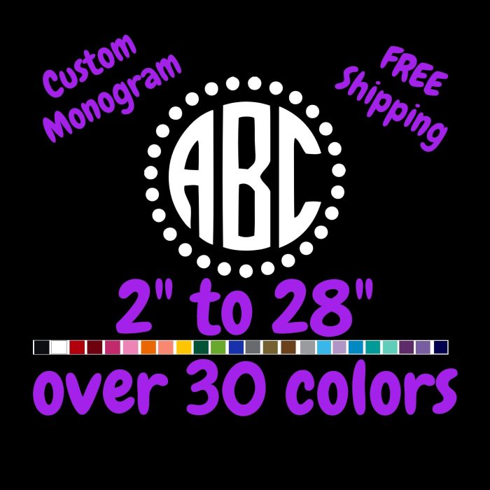 Custom Monogram Vinyl Sticker  - Custom Size