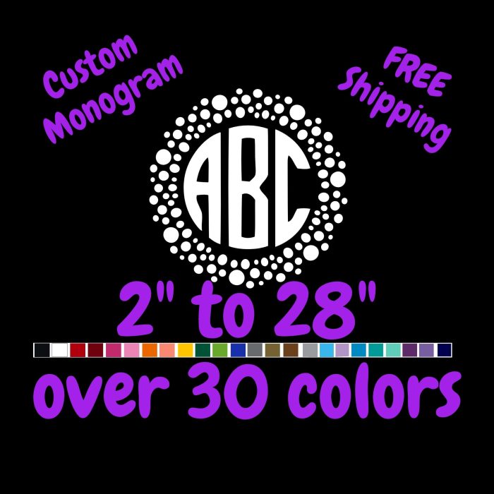 Custom Monogram Vinyl Sticker  - Custom Size