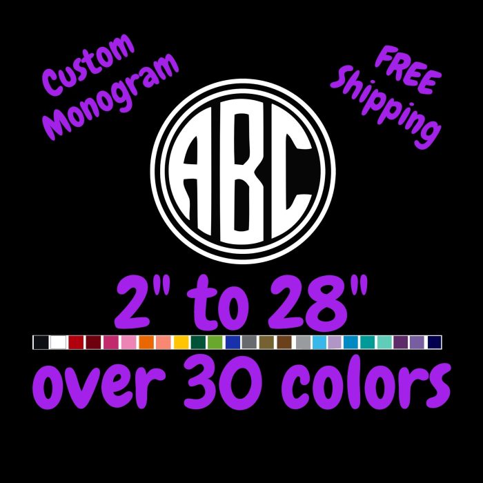 Custom Monogram Vinyl Sticker  - Custom Size