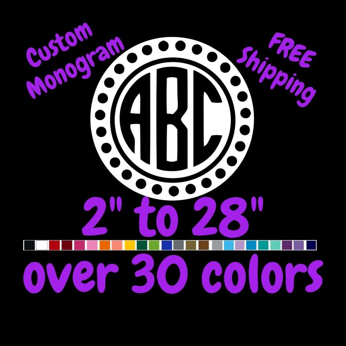 Custom Monogram Vinyl Sticker  - Custom Size