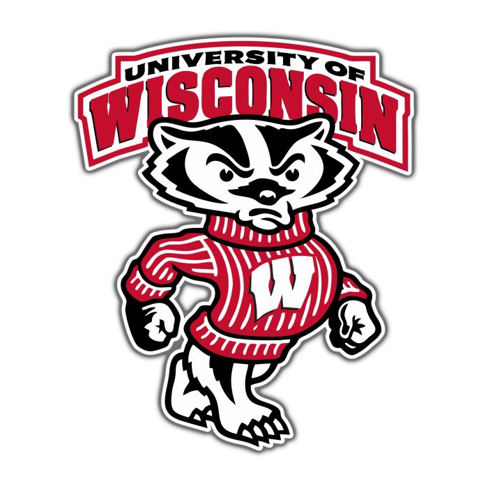 Wisconsin Badgers Bucky Badger Full Color Vinyl Decal - Custom Size