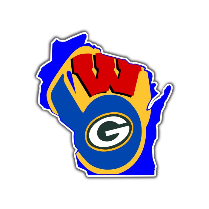 Wisconsin Sport Teams - Mashup - Full Color Vinyl Sticker - Custom Size