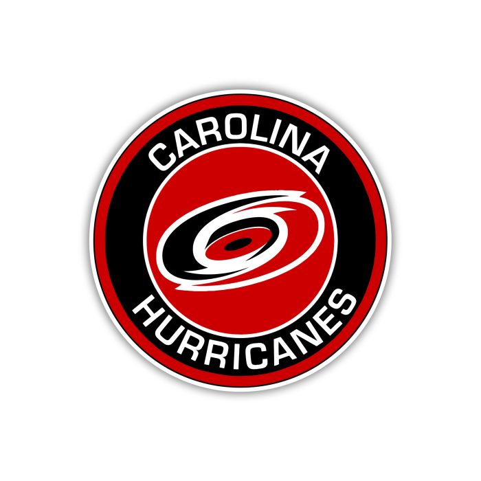 Carolina Hurricanes - Circle With Name - Full Color Vinyl Sticker - Custom Size
