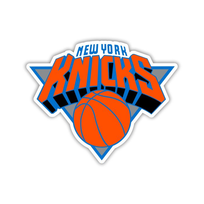 New York Knicks - Orange Basketball with Name Above and Triangle - Temporary Tattoo
