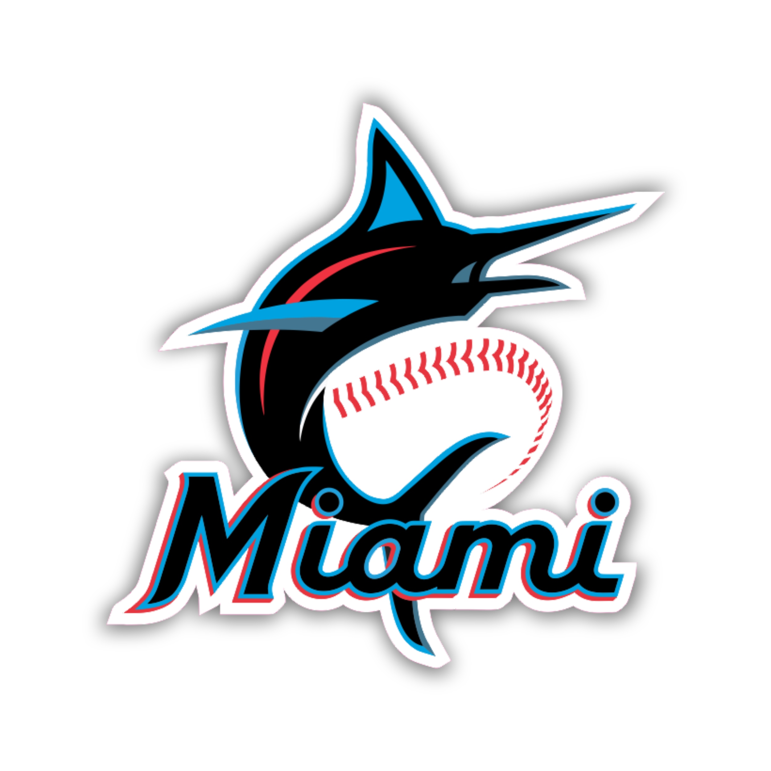 Miami Marlins - Miami with Baseball - Temporary Tattoo