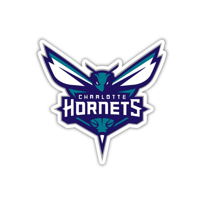 Charlotte hornets - Hornet with Name - Full Color Vinyl Sticker - Custom Size