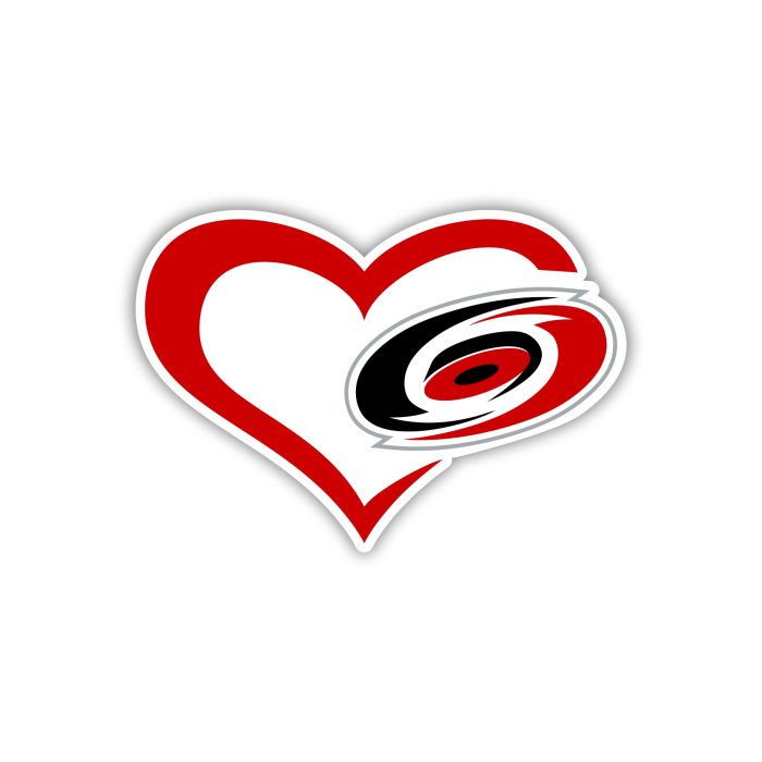 Carolina Hurricanes - Heart With Hurricane On Side - Full Color Vinyl Sticker - Custom Size