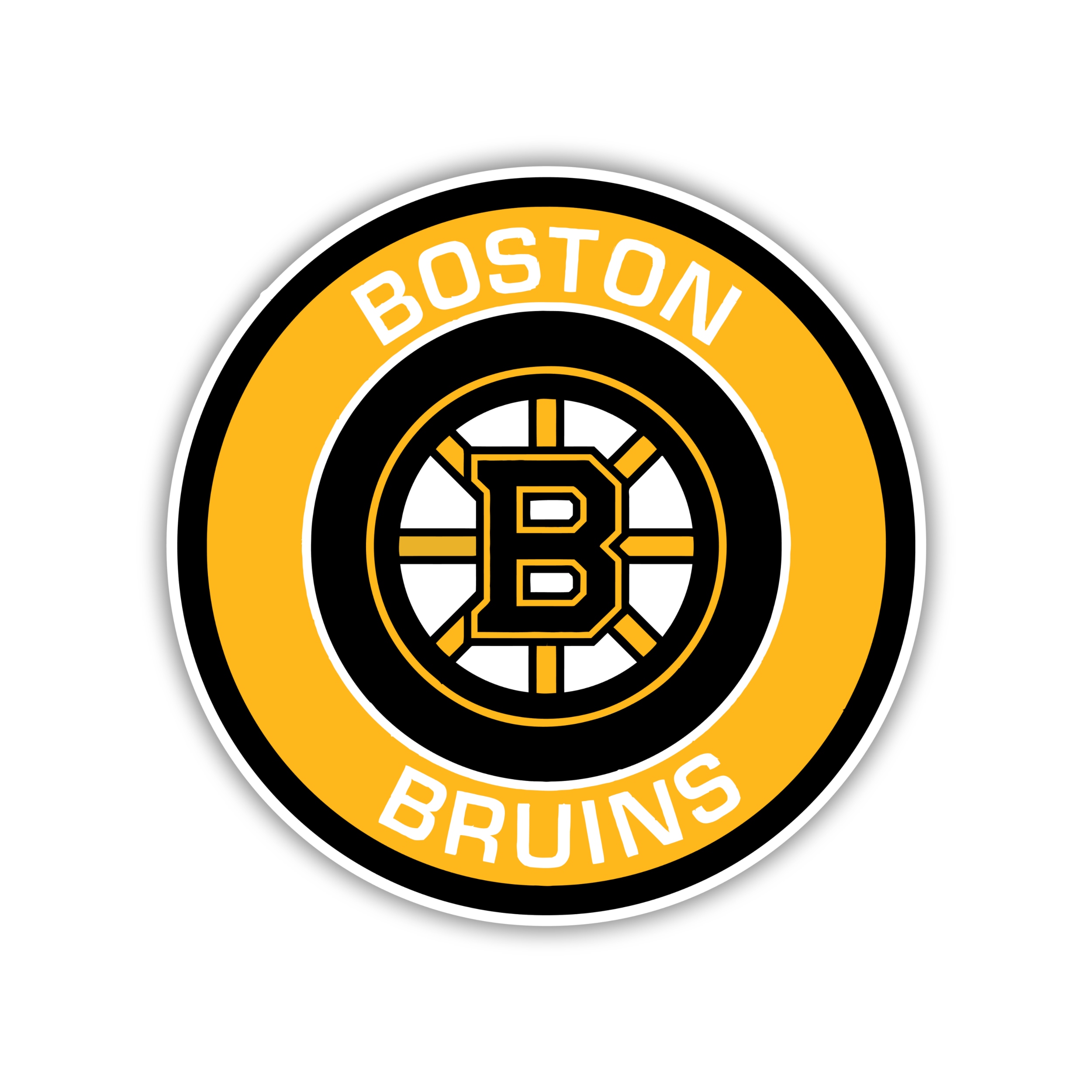 Boston Bruins - Circle With Name - Full Color Vinyl Sticker - Custom Size