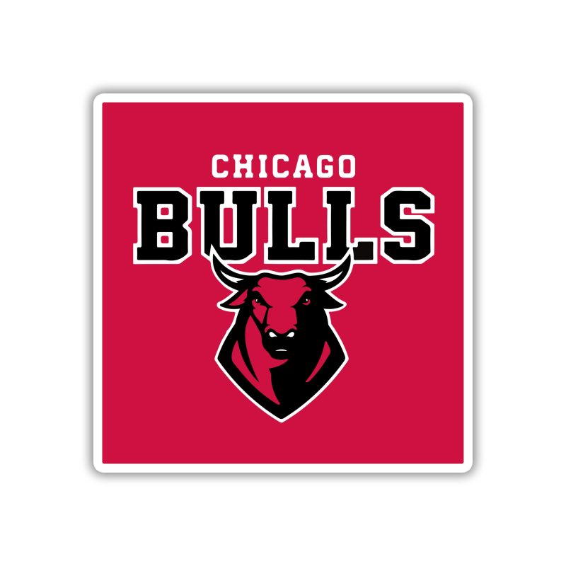 Chicago Bulls - Red Square With Bull And Name - Temporary Tattoo