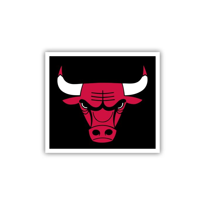 Chicago Bulls - Black Square With Bull Head - Temporary Tattoo