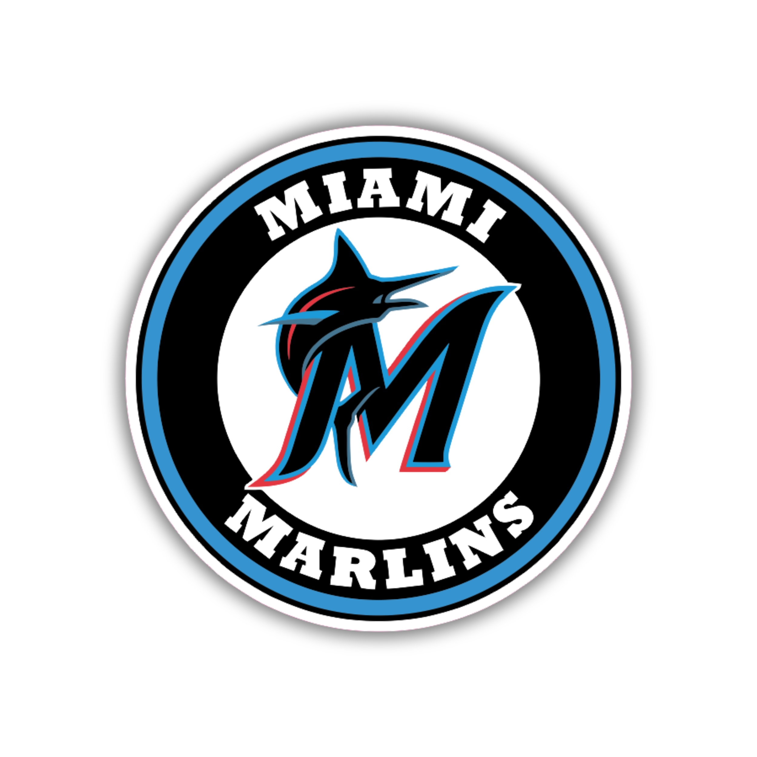 Miami Marlins - Circle with Black M  - Temporary Tattoo