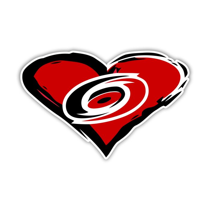 Carolina Hurricanes - Heart With Hurricane In Middle - Full Color Vinyl Sticker - Custom Size
