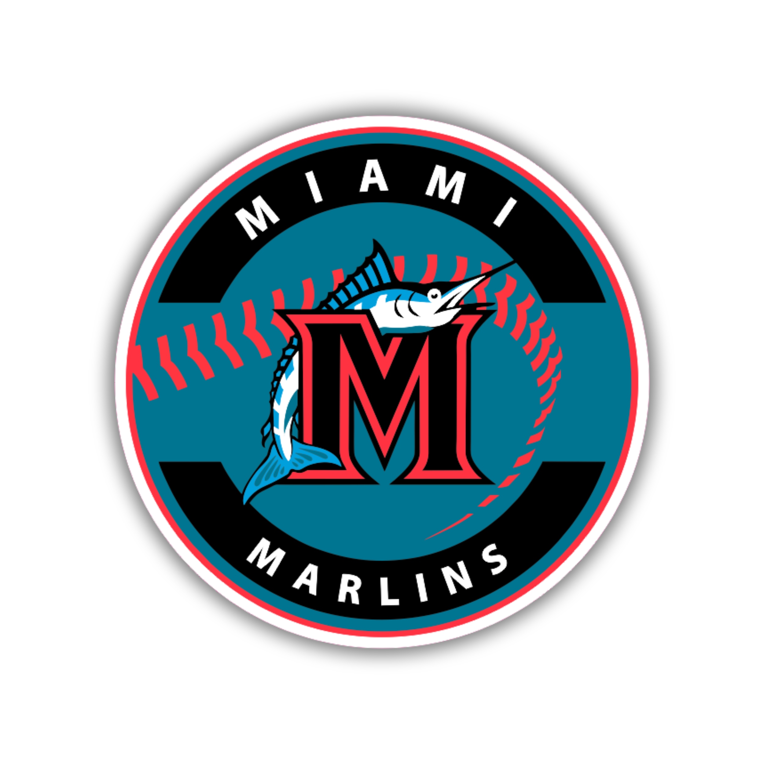 Miami Marlins - Blue Circle with Baseball - Temporary Tattoo