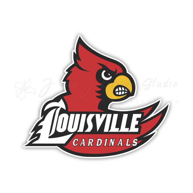 Louisville Cardinals - Cardinal with Lettering- Full Color Vinyl Decal